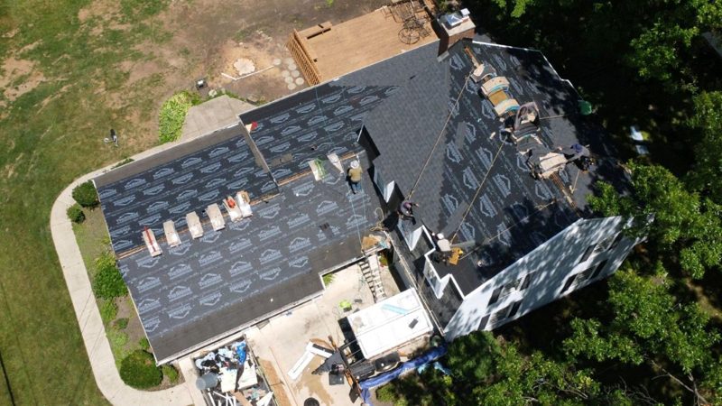 Wheeler Construction aerial roofing jobsite photo