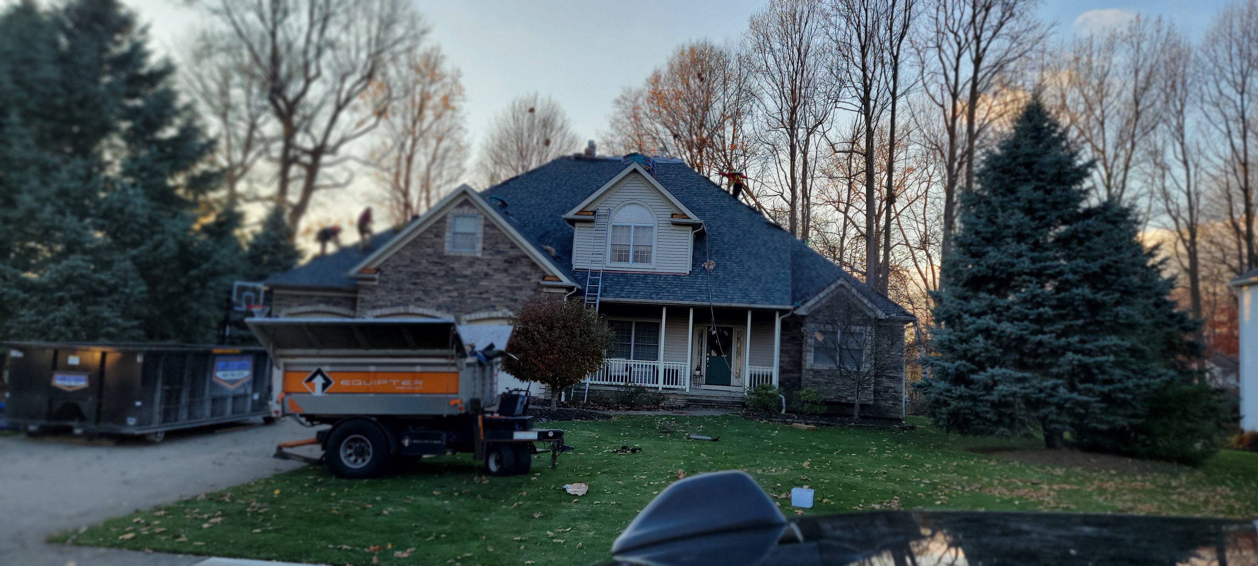 Roofing job in progress by Wheeler Construction